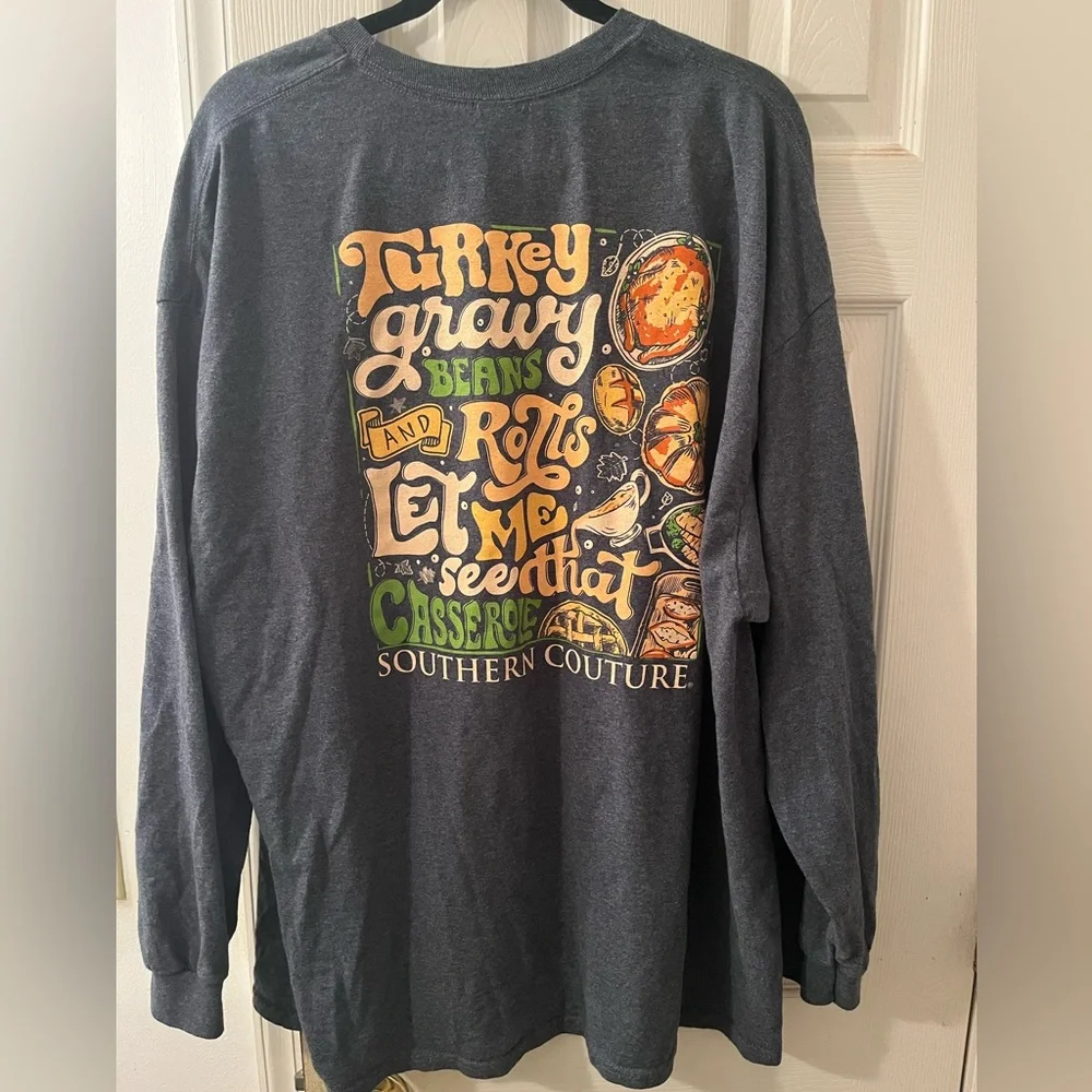 3X Gildan Gray Long Sleeve Tee with Colorful Graphic - Picture 3 of 5